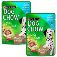 Pack Comida para Perros DOG CHOW Cachorros Trozos Jugosos de Pollo Pouch 100g Sobre 2un