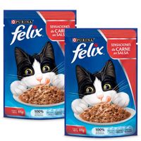 Pack Comida para Gatos FELIX Sensaciones de Carne en Salsa Pouch 85g Sobre 2un