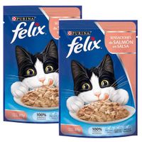 Pack Comida para Gatos FELIX Sensaciones de Salmón en Salsa para Gatitos Pouch 85g Sobre 2un
