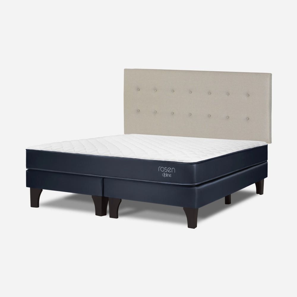 Dormitorio Europeo Upline Queen + Respaldo West Niebla