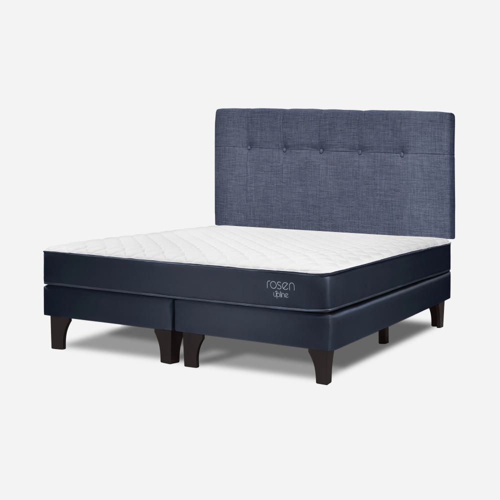 Dormitorio Europeo Upline Queen + Respaldo N.Bennet Denim