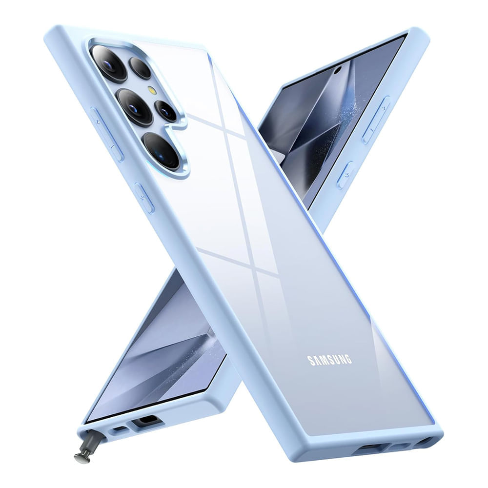 Case para Samsung S24 Ultra, amortiguador de choques, con bordes azul claro