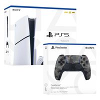 Consola Ps5 Slim Con Lector De Discos + Mando Dualsense Camuflado Gris