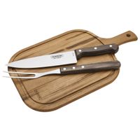 Set BBQ Parrillero Asado 3 piezas tabla +Cuchillo +Trinche Tramontina
