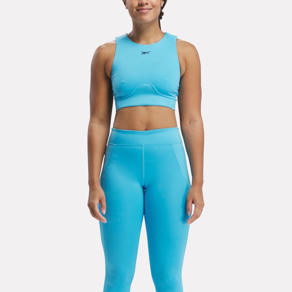 Top Deportivo Reebok Para Mujer 100076306 Lux Contour Crop Celeste