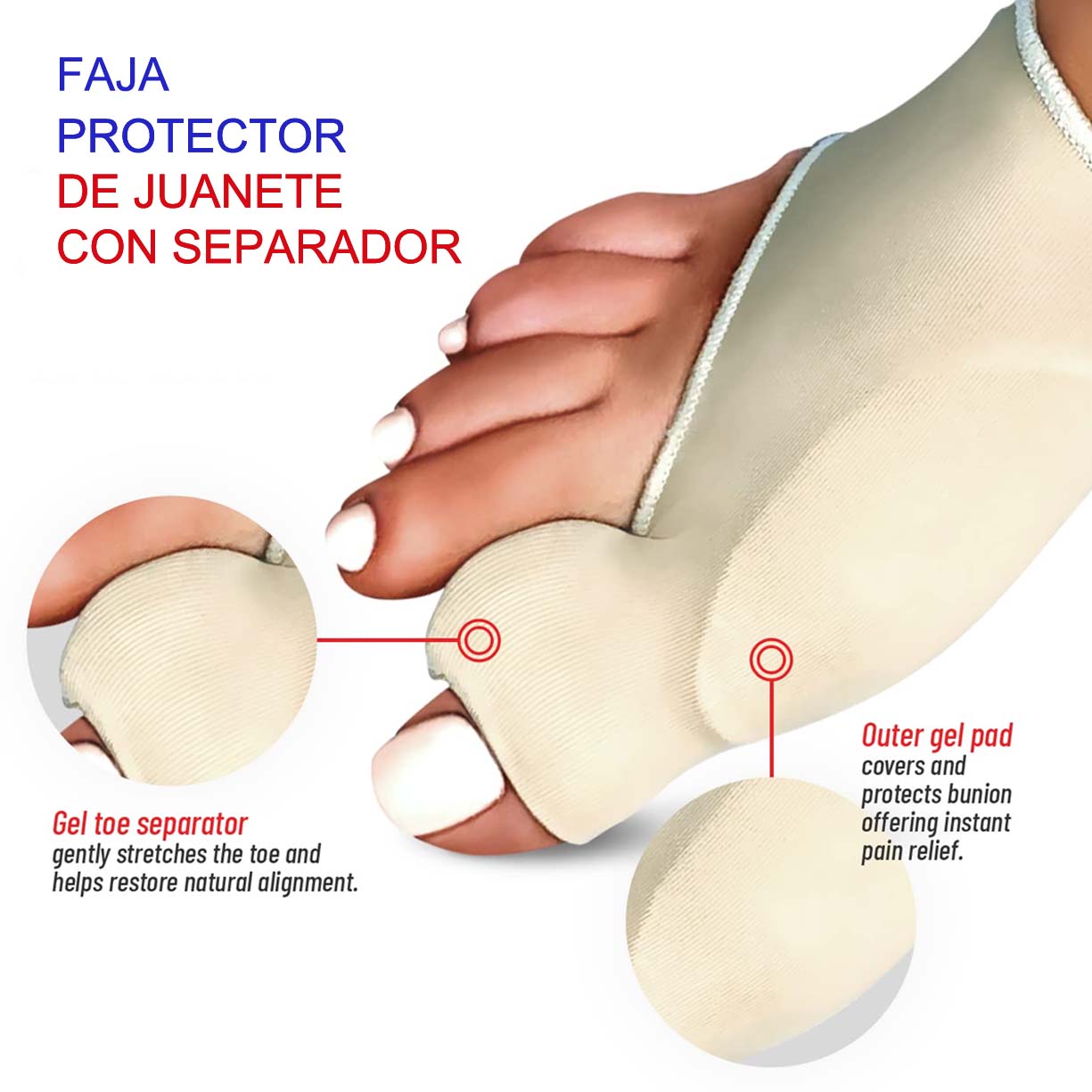 FAJA Corrector SEPARADOR juanete férula ortopédica dedos torcidos punta de martillo