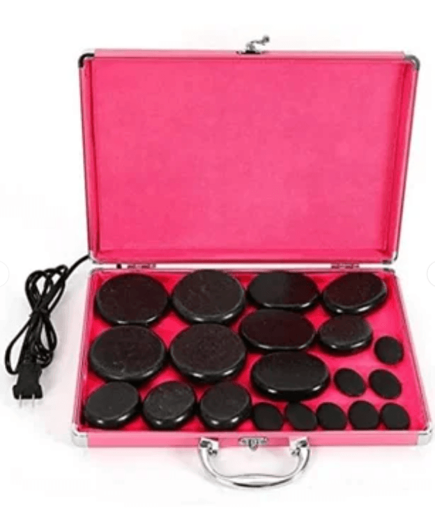 Set 20 piedras Masajeadoras + maleta calentadora de piedras