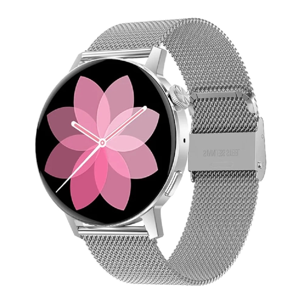 SMARTWATCH DT3 MATE VERSION MINI (PARA DAMA) DOBLE CORREA ALTA GAMA NFC PLATA