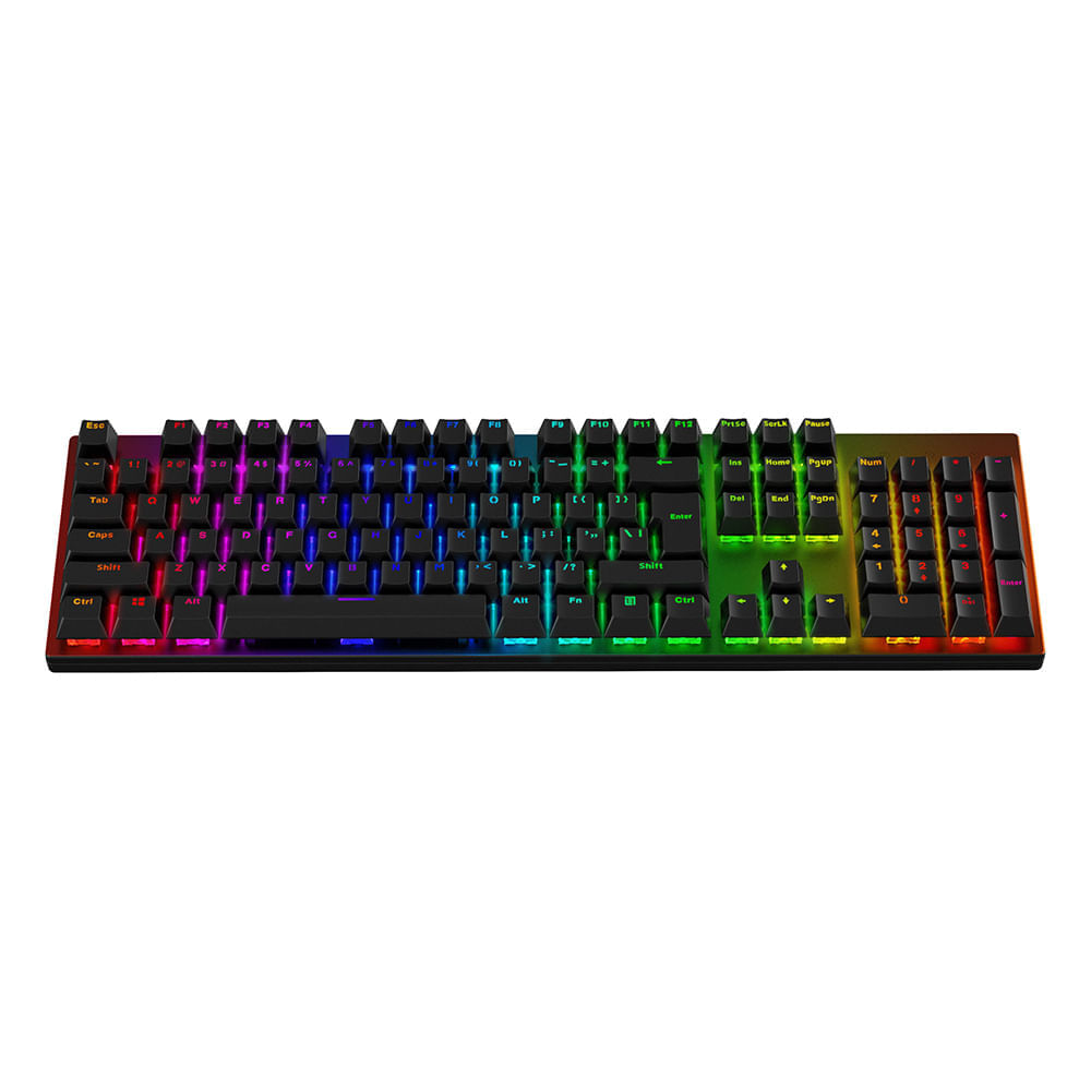 Teclado gamer T4G Thundebolt RGB 100% mecánico, alámbrico, conexión usb, switch azul, negro