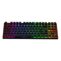 Teclado gamer T4G Nesher RGB 80% mecánico, alámbrico, conexión usb, switch azul, negro