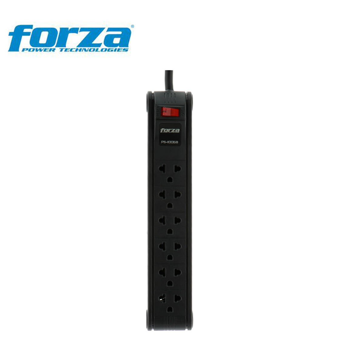 Regleta De 6 Tomas Forza Negro 220v Ps-1006b 03 Mtrs