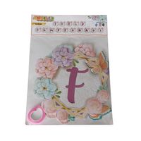 Cadeneta banner para mujer temática flores mariposa feliz cumpleaños color pastel
