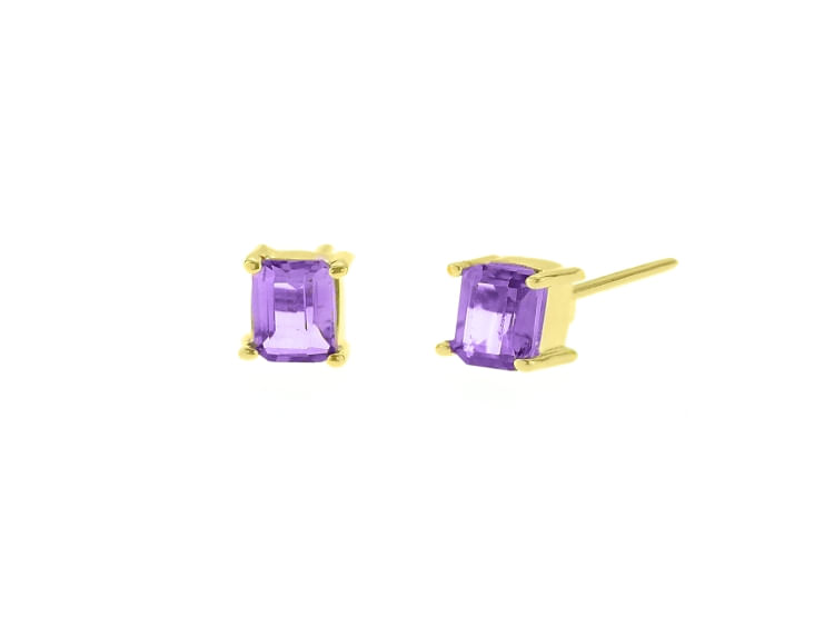 Aretes Amatista Rectangular Oro 18K