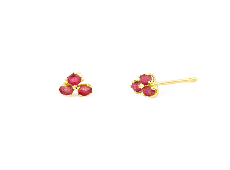 Aretes De Oro 18K Rubí Tu Y Yo