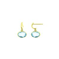 Aretes Topacio Red Piedra Acolgante Oro 18K