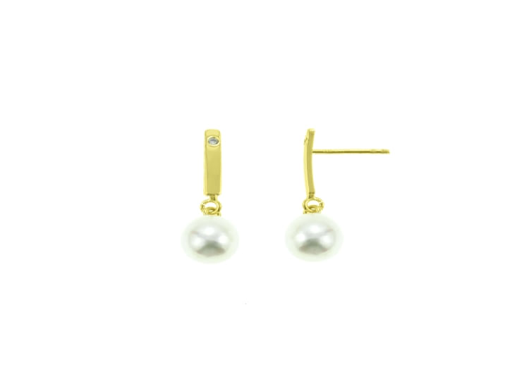 Arete Colgante Perla Oro 18K