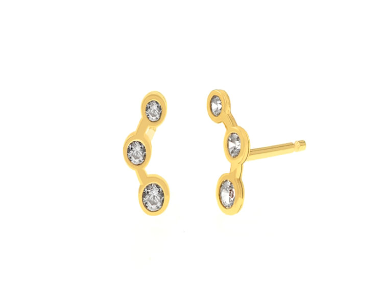 Aretes Piedra 3 Biceles Oro 18K