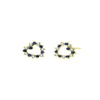 Aretes Corazon Zafiro Acolgante Oro 18K
