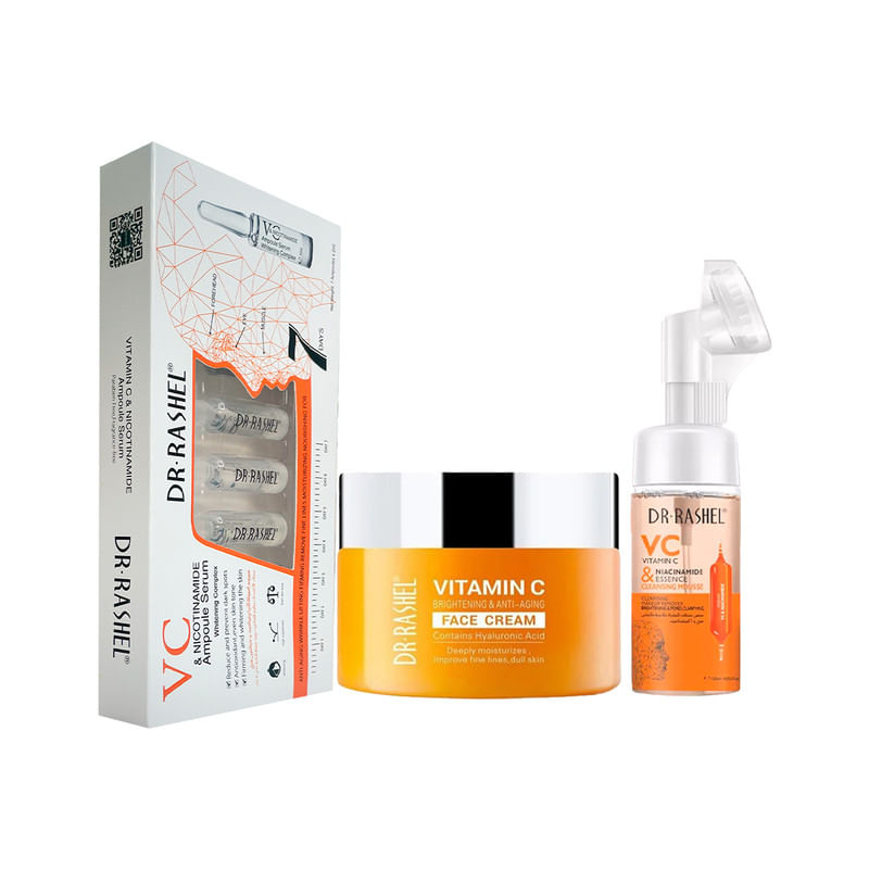 COMBO VITAMINA C Crema facial + limpiador + ampollas x7 - dr rashel