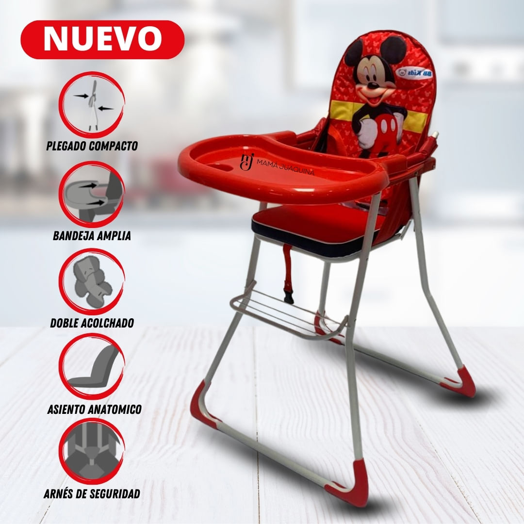 Silla de Comer Graduable Baby Happy «MICKEY TOONS» Red