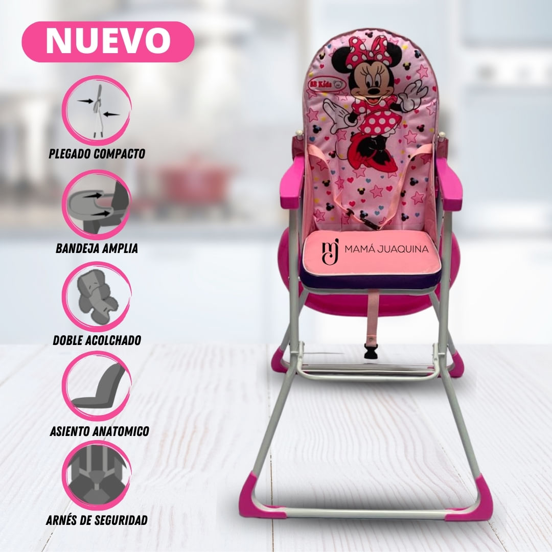 Silla de Comer Graduable Baby Happy «MINNIE TOONS» Light Pink
