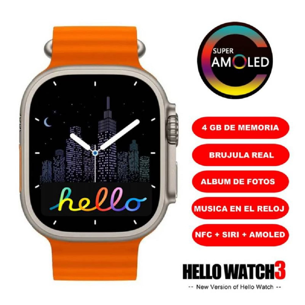 SMARTWATCH HELLO WATCH 3 PLUS, PANTALLA AMOLED Y 4GB DE ALMACENAMIENTO