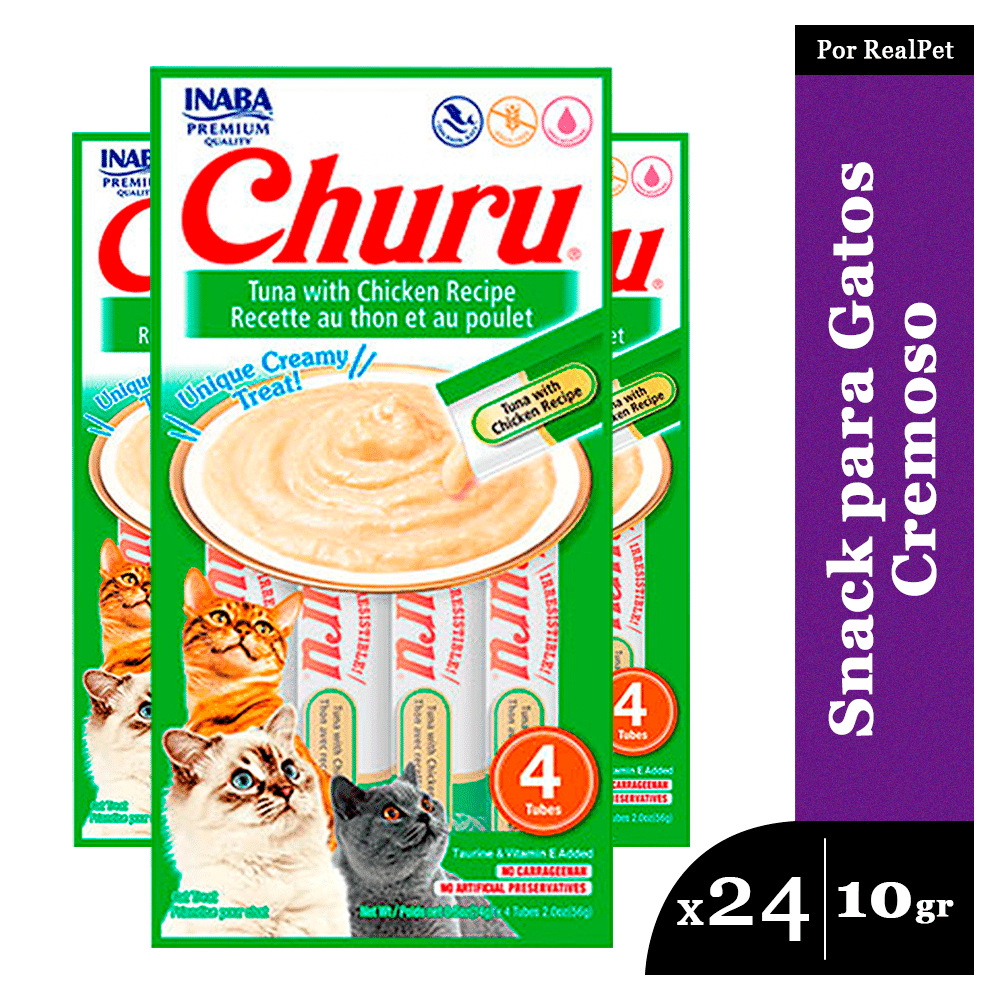 Snack Cremoso Gato Churu Sabor Atun y Pollo 24 x 14gr