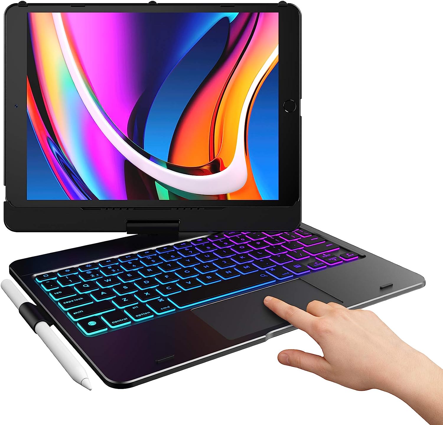 Funda táctil para iPad de 9ª generación con teclado (10.2 pulgadas, 2021), trackpad multitáctil, ret