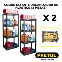 Combo estante organizador de plastico, Pretul 2 piezas