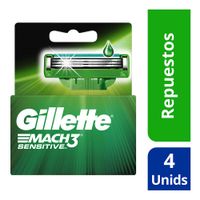 Cartuchos para Afeitar Gillette Mach3 Sensitve 4 unidades