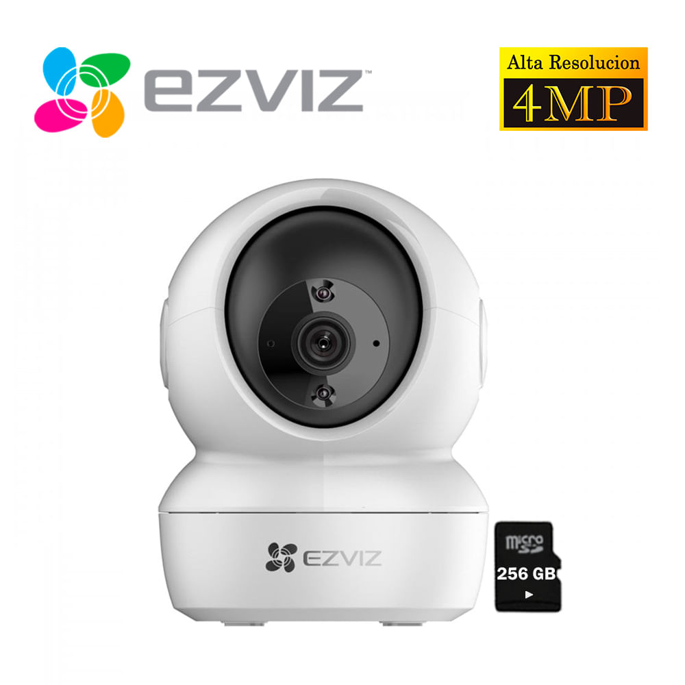 Cámara Wifi Inalámbrica H6C 4Mp Ezviz Giratoria 360° + Micro sd 256Gb