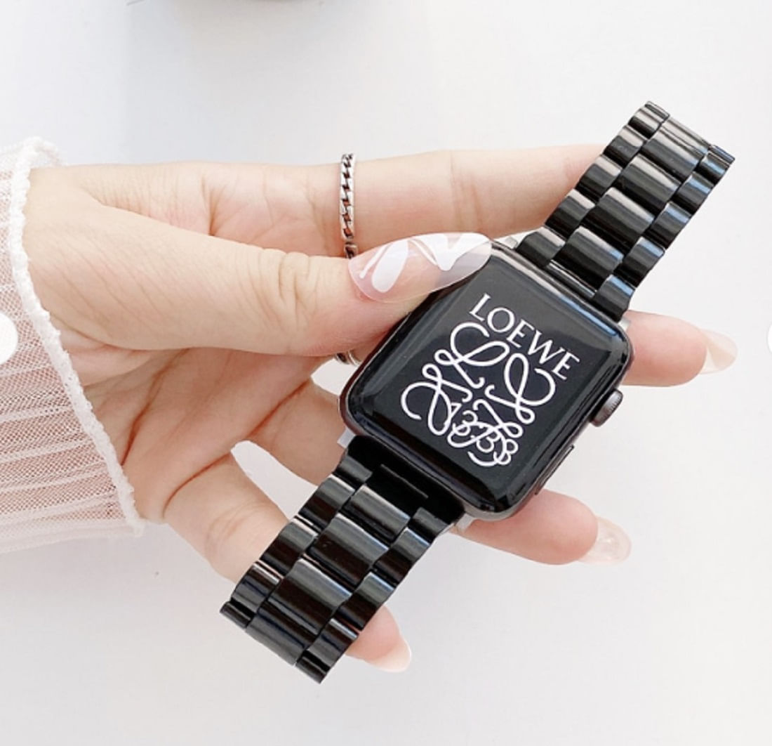 CORREA DE ESLABÓN DE RESINA/ACRÍLICO PARA SMARTWATCH O APPLE WATCH - NEGRO