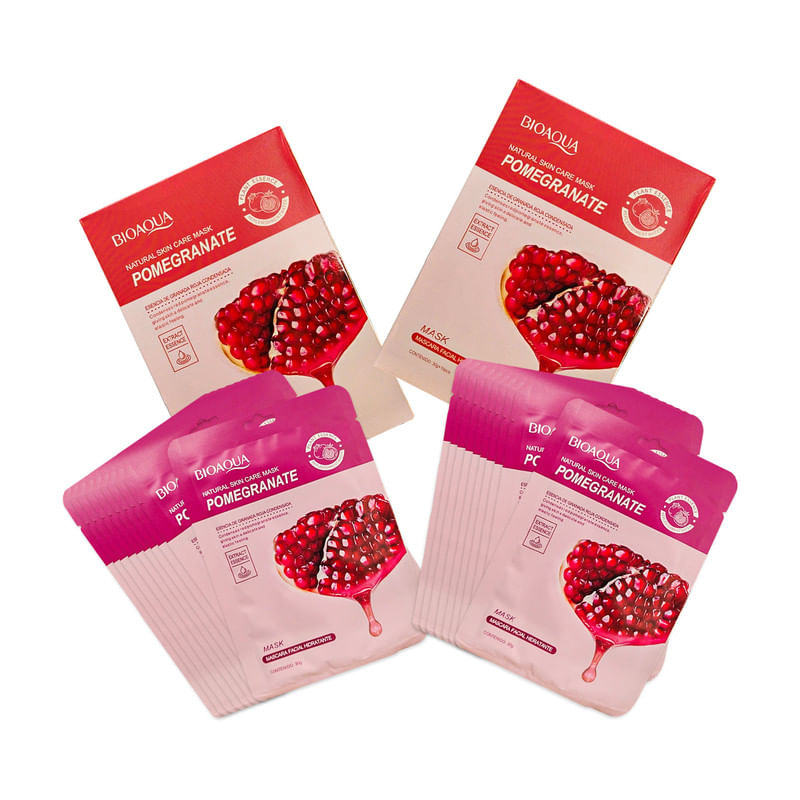 2 Mascarilla Natural Para El Cuidado De La Piel De Granada 30G X 10Pcs - Bioaqua.