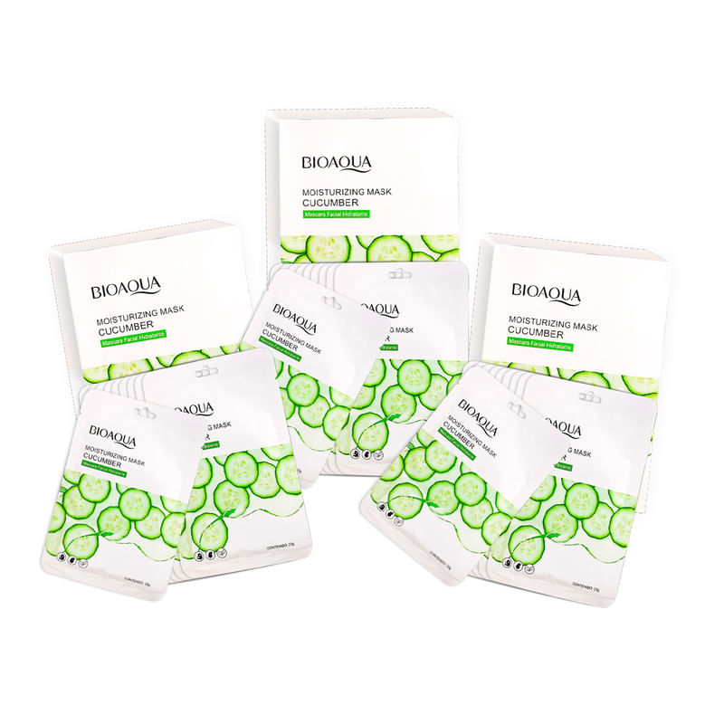 3 Mascarilla Hidratante De Pepino 25Gx10Pcs - Bioaqua