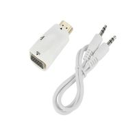 Adaptador de Cable HDMI a VGA Conector de 3,5mm Audio HD 1080P