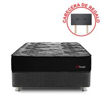 Cama Americana FORLI Pocket Negro 1.5 Plazas + Protector + Almohada