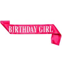 Banda cumpleaños Birthday Girl fucsia con letras plateadas - copy