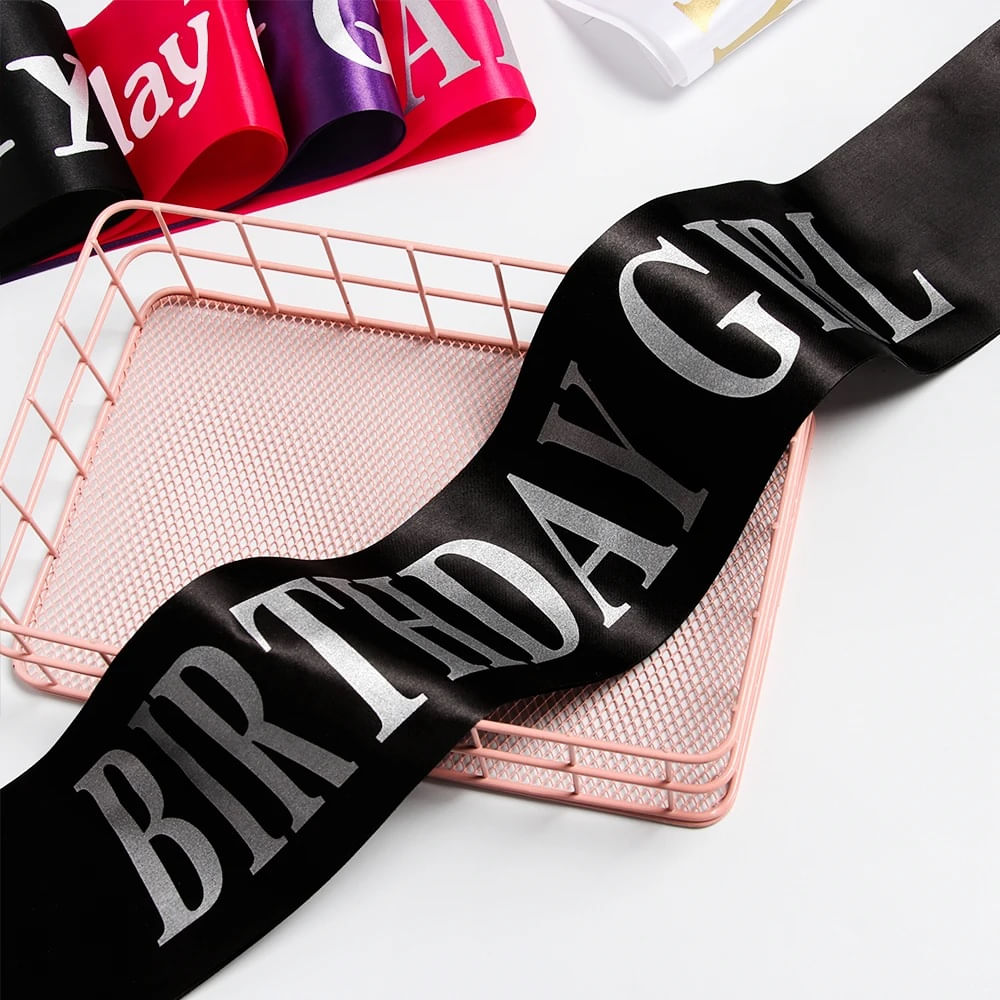 Banda cumpleaños Birthday Girl negro con letras plateadas
