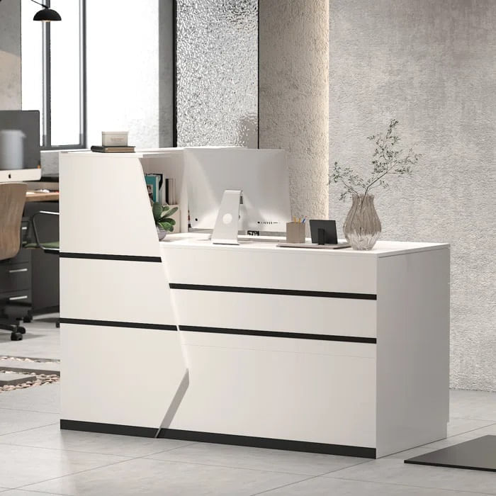 Escritorio de Recepcion Moderno Blanco 140cm