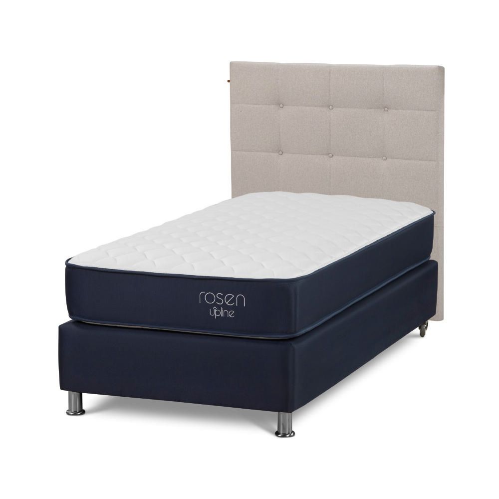 Dormitorio Americano Upline 1.5 Plazas + Respaldo Issey Niebla