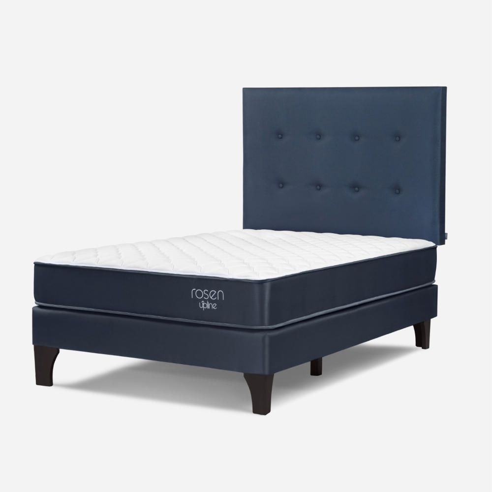 Dormitorio Europeo Upline 1.5 Plazas + Respaldo West Azul