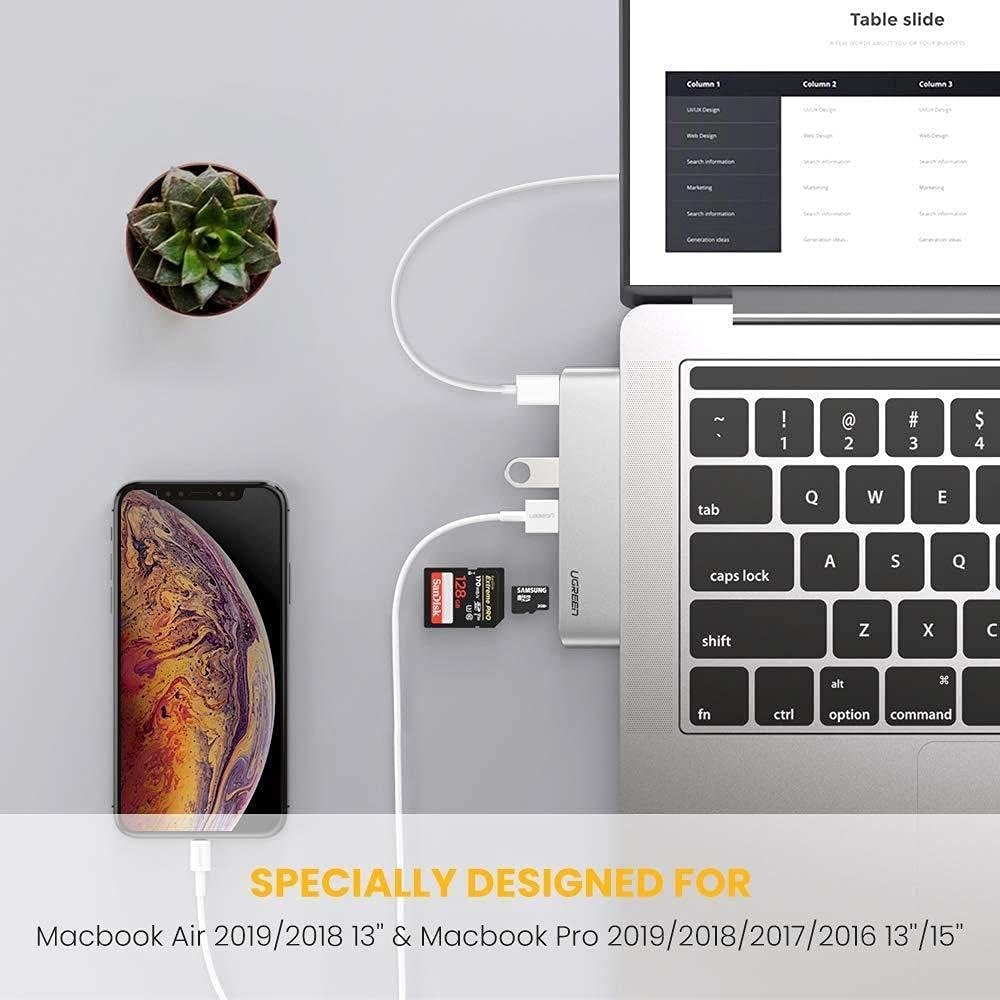 Hub 6 en 2 dual USB-C a 3 USB 3.0 + lector tarjetas SD TF 5Gbps