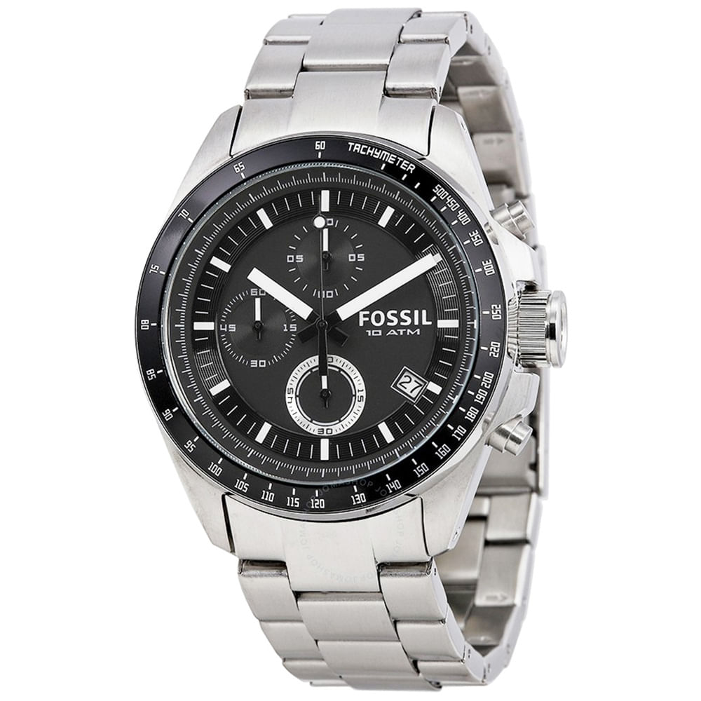 Reloj Fossil Decker CH2600 Fecha Cronometro Acero Inoxidable Dial Negro