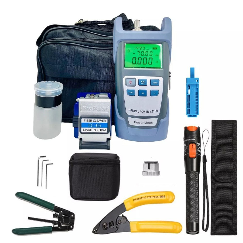 kit de herramientas fibra optica ftth maletin DXL-40D con medidor