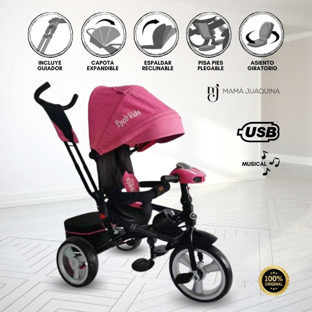 Triciclo Guiador Kids «PEDAL BABY» Pink