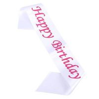 Banda cumpleaños Happy birthday blanco con fucsia - copy