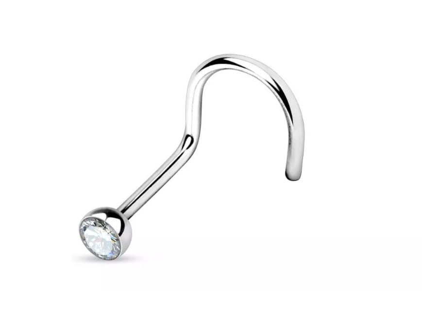 Piercing para nariz nostril ganchito con strass transparente
