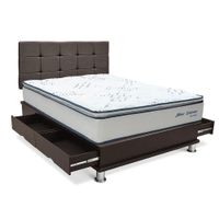 Dormitorio New Ozono 2 Plazas Cuadros Marrón + Protector
