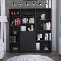 Combo Home Estante 45cm + Estante 2 Puertas + Estante 4 Repisas - Wengue