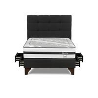 Dormitorio Europeo con Cajones Driven 2 Plazas + Respaldo Issey Grafito